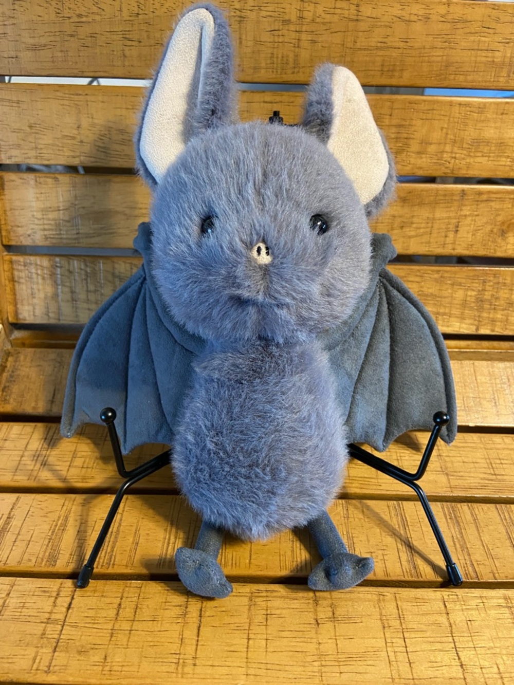 Jellycat Soft Gray Plush Bat with Fluffy Fur